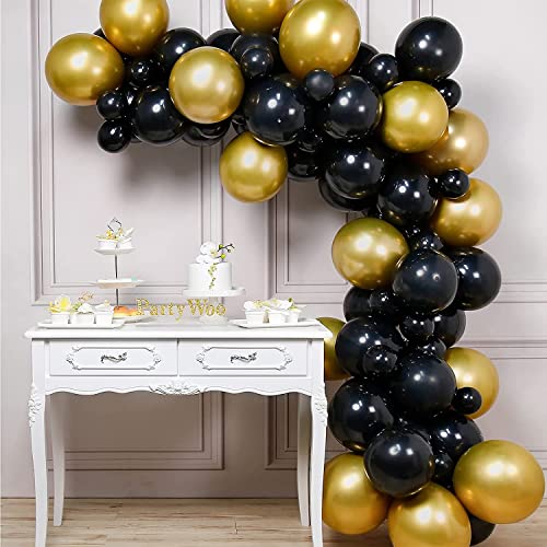 Flyloons 100 pcs Golden and Black Chrome Balloons for Birthday decoration celebration Anniversary baby shower Girls Boys Men Women - Image 4