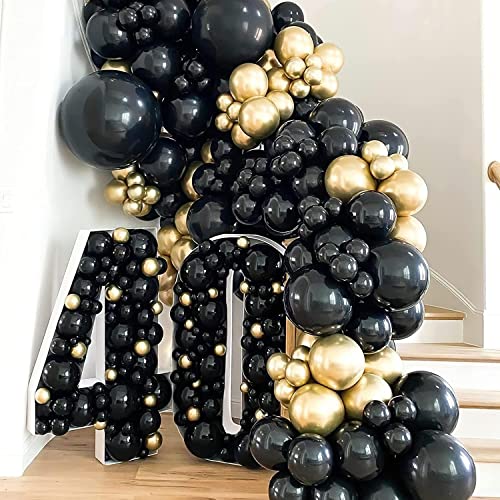 Flyloons 100 pcs Golden and Black Chrome Balloons for Birthday decoration celebration Anniversary baby shower Girls Boys Men Women - Image 2