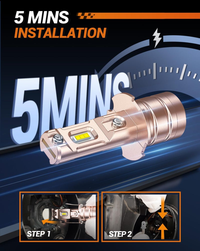 SEALIGHT مصباح LED H3 من SEALIGHT أو DRL، 14000 لومن مصباح ضباب H3، 6500 كلفن 600% سطوع أداء تبديد حرارة ممتاز، توصيل وتشغيل، عبوة من 2 - Image 5
