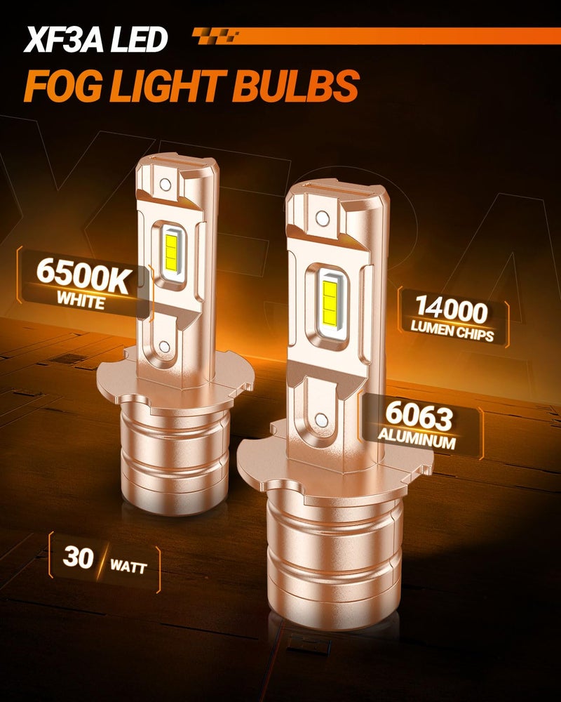 SEALIGHT مصباح LED H3 من SEALIGHT أو DRL، 14000 لومن مصباح ضباب H3، 6500 كلفن 600% سطوع أداء تبديد حرارة ممتاز، توصيل وتشغيل، عبوة من 2 - Image 3