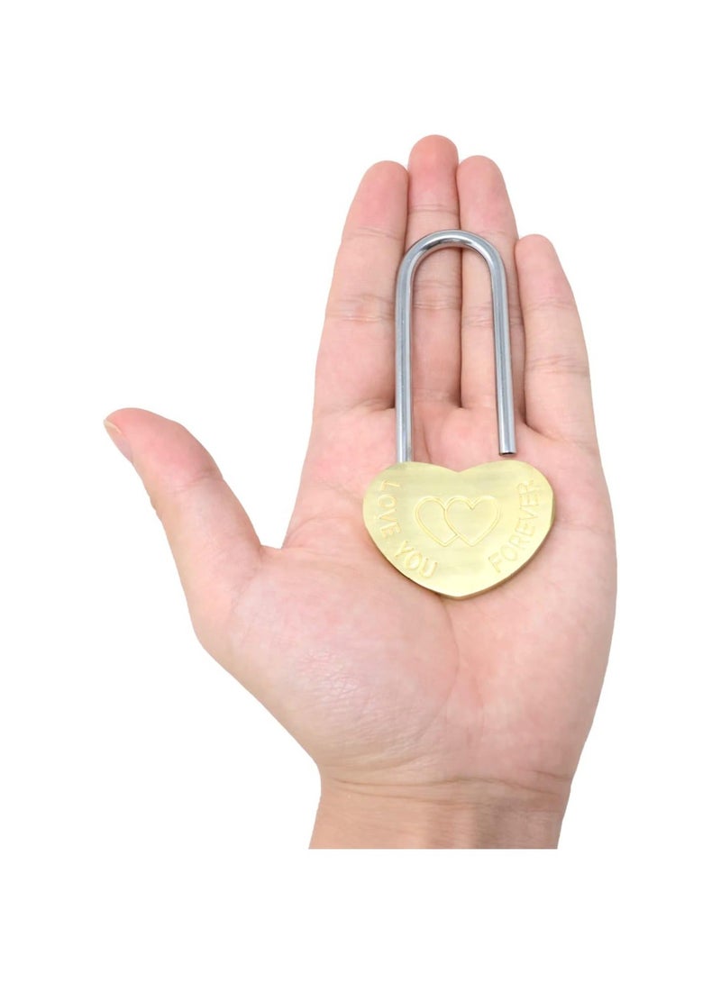 Love Lock Without Key, Solid Brass Heart Lock, Engraved Love You Forever Padlocks for Wedding, Anniversary, Valentine's Day, Travel, 2Pcs - Image 5