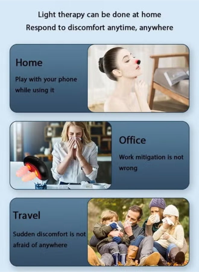 جهاز علاج الأنف بالأشعة تحت الحمراء، جهاز تهدئة الأنف القابل لإعادة الشحن، جهاز علاج سيلان العطس 650 نانومتر (أسود) - Image 4