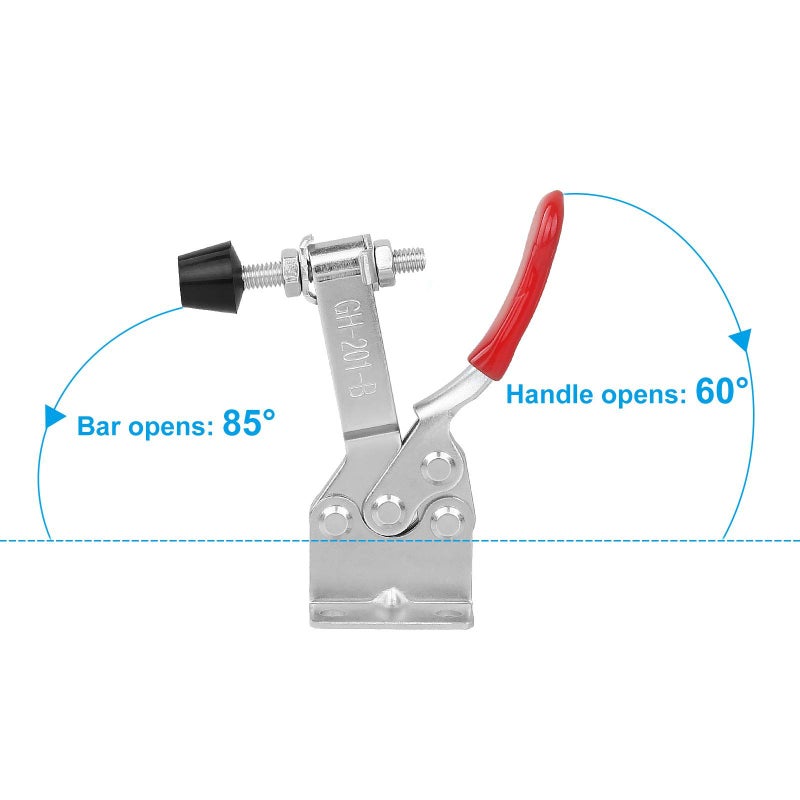 AConnet Adjustable Toggle Clamp 12 Pack 201-B Style Quick Release Toggle Latch Hold Down Clamp Antiskid Red Horizontal Clamps 360Lbs Holding Capacity Quick Release Woodworking Tool - Image 3