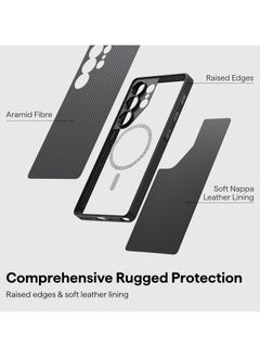 PITAKA PITAKA Samsung Galaxy S25 Ultra Case Made from Premium Aramid Fibre, Lightweight and Slim All-around protection Magnetic Phone Case Magsafe-Compatibility Grade Protective Pin Button Case Black Grey  - Image 4