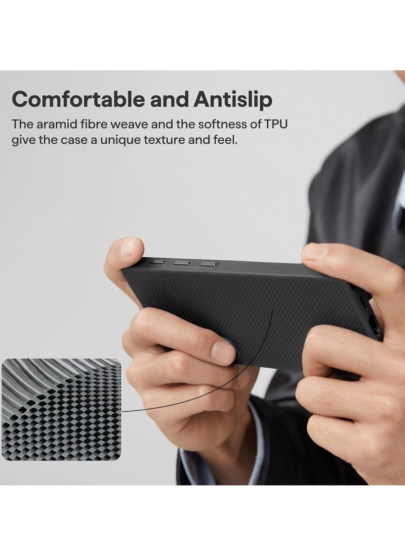 PITAKA - PITAKA Samsung Galaxy S25 Ultra Case Made from Premium Aramid Fibre, Lightweight and Slim All-around protection Magnetic Phone Case Magsafe-Compatibility Grade Protective Pin Button Case Black Grey - Image 1