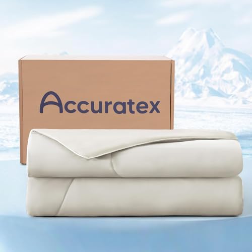 ACCURATEX Cooling Throw Blanket, Arc-Chill Cooling Comforter, Lightweight Cool Blankets for Hot Sleepers and Night Sweats, Silky Soft Breathable Summer Cool Comforter,Ivory(50"x70") - Image 1