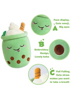SYOSI Cartoon Bubble Milk Tea Plush Pillow Cute Stuffed Boba Milk Tea Cup Plushies Doll Toy Soft Kawaii Hugging Plush Toys Gifts for Kids Green 9.4 inch  - Image 2