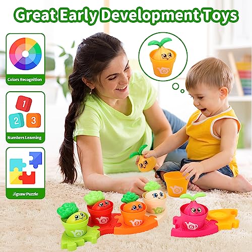 MOONTOY Baby Montessori Stacking Toys Learning Toys for 1 Year Old 18pcs Plant Flower Pots Puzzles Set Color Sorting Toys for Toddlers 13 Birthday Gifts for 2 Year Old Girls Boys - Image 5