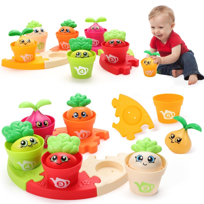 MOONTOY Baby Montessori Stacking Toys Learning Toys for 1 Year Old 18pcs Plant Flower Pots Puzzles Set Color Sorting Toys for Toddlers 13 Birthday Gifts for 2 Year Old Girls Boys - Image 4