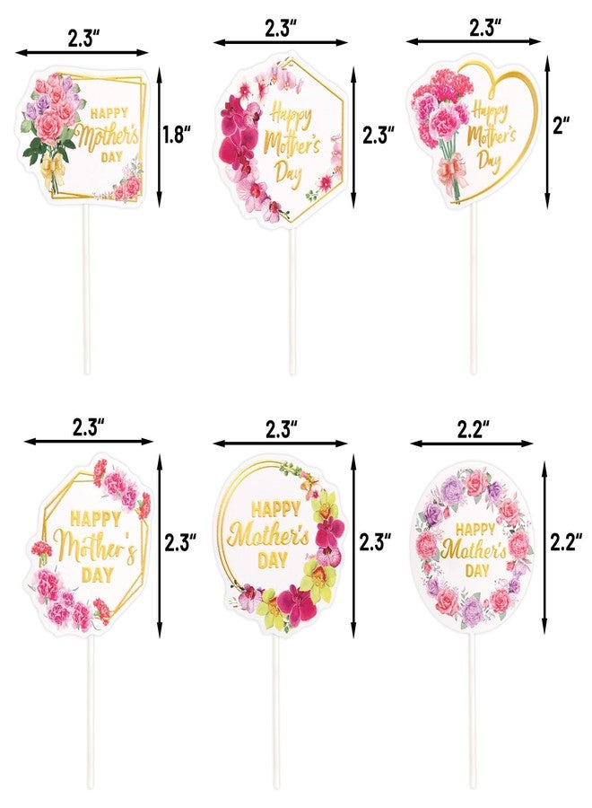 WorldBazaar Happy Mothers Day CupCake Toppers 24PCS Best Mom Ever Floral Cake Topper Mother’s Day Cake Decorations Mother Birthday Party Decorations Supplies - Image 2