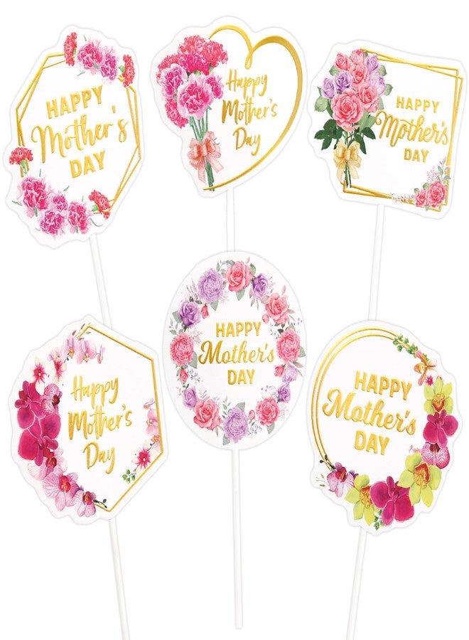 WorldBazaar Happy Mothers Day CupCake Toppers 24PCS Best Mom Ever Floral Cake Topper Mother’s Day Cake Decorations Mother Birthday Party Decorations Supplies - Image 1