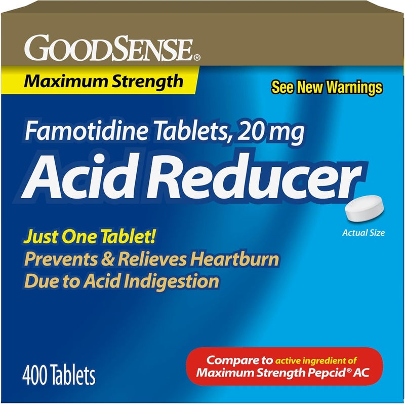 GoodSense Maximum Strength Famotidine Tablets 20 mg Acid Reducer for Heartburn Relief 400 Count - Image 1