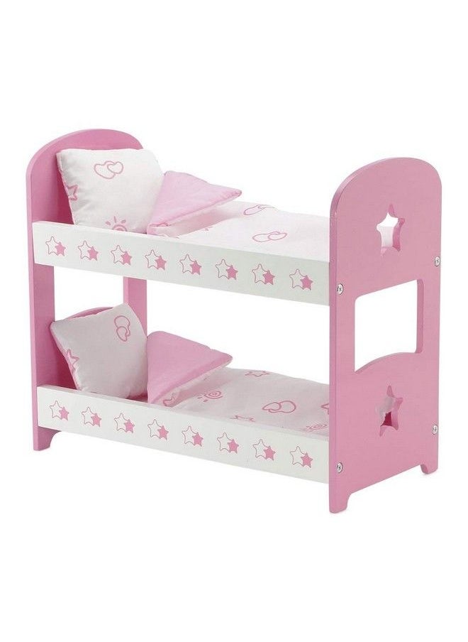 Emily Rose 14 Inch Doll Pink And White Bunkbed Bed Bunk With Reversible Bedding Star ; Compatible With American Girl Wellie Wishers Dolls  - Image 2