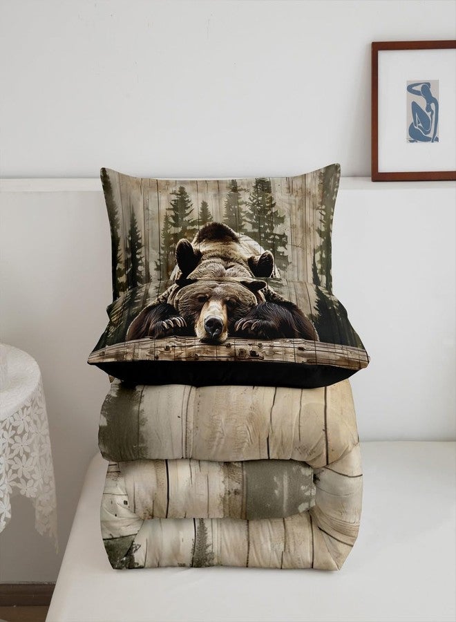Feelyou Grizzly Bear Comforter Set Queen Size, Wild Animal Hunting Quilt Set with 2 Pillowcases, Cabin Bedding Set 3pcs for Kids Boys Teens Room Decor, Western Rustic Farmhouse Duvet Insert - Image 5