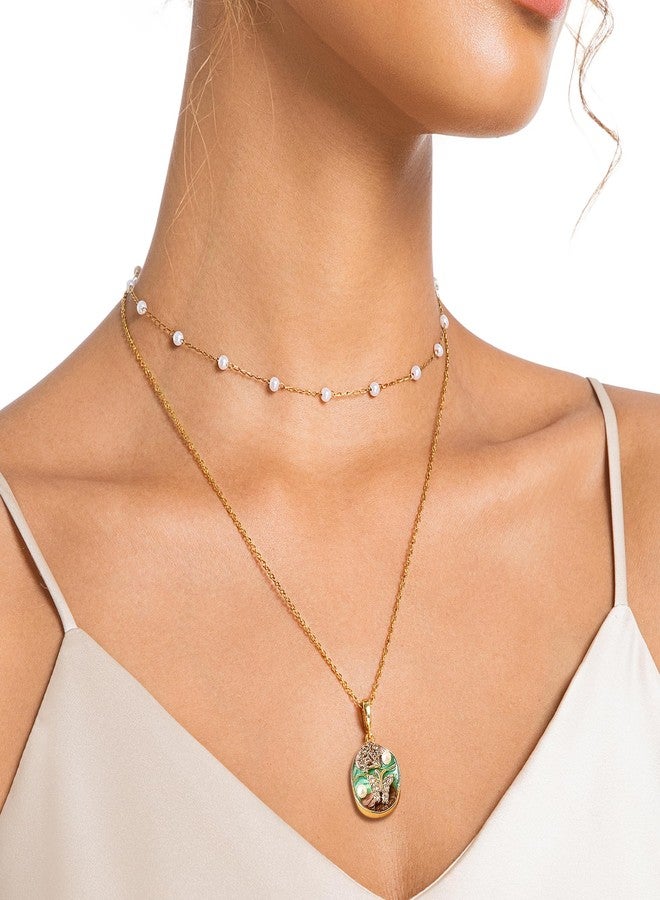 يوفينغ قلادة تشوكر من اللؤلؤ للنساء، قلادة رقيقة بتصميم لوحة زيتية، سلسلة متعددة الطبقات، مجوهرات عصرية، هدايا، فراشة - Image 5