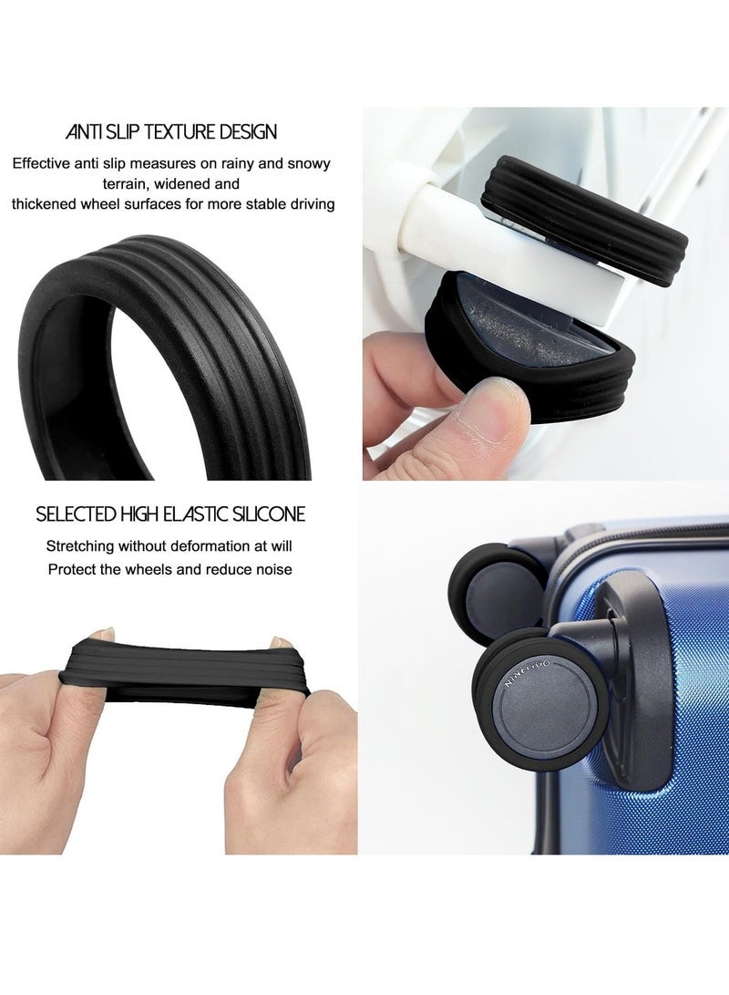 URbazaar Vparty Luggage Wheel Covers, 8 Pack Luggage Wheel Protector Covers, Silicone Suitcase Wheel Covers, for Most 8-Spinner Wheels Carry on Luggage, Anti Wear and Shock Absorption - Image 3