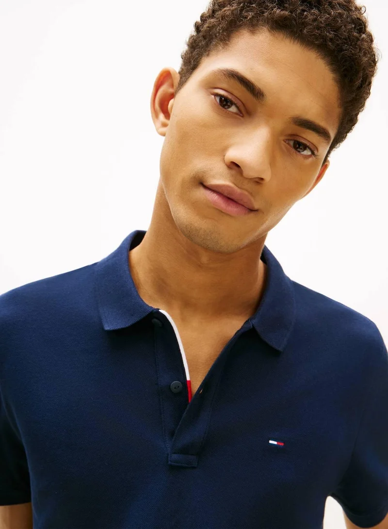 TOMMY JEANS  Tommy Flag Slim Fit Pique Polo Shirt for Men | Best Price UAE