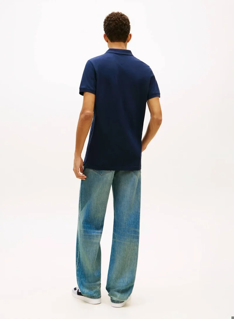 TOMMY JEANS  Tommy Flag Slim Fit Pique Polo Shirt for Men | Best Price UAE