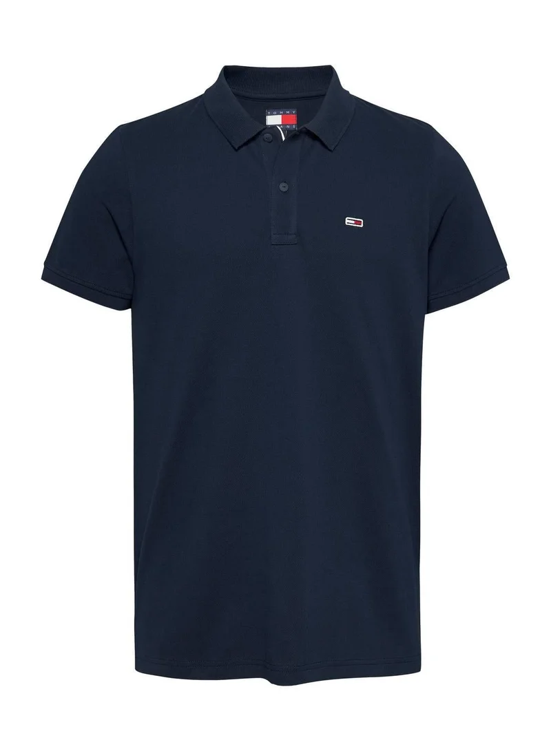 TOMMY JEANS  Tommy Flag Slim Fit Pique Polo Shirt for Men | Best Price UAE