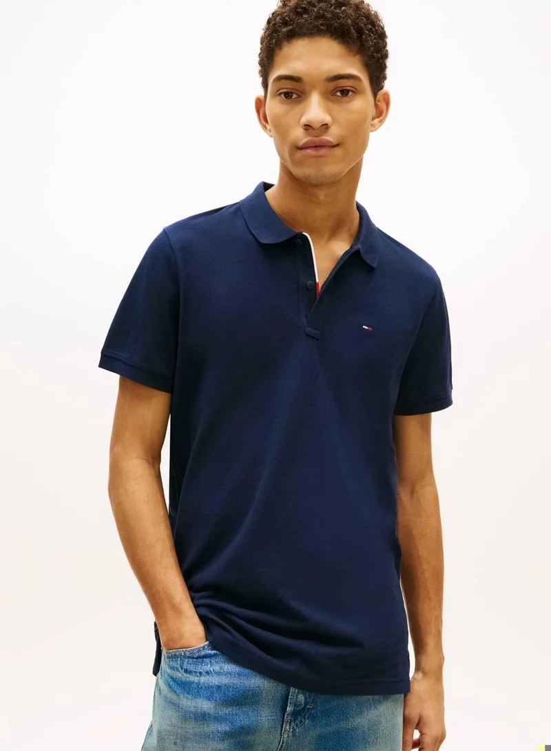 TOMMY JEANS  Tommy Flag Slim Fit Pique Polo Shirt for Men | Best Price UAE
