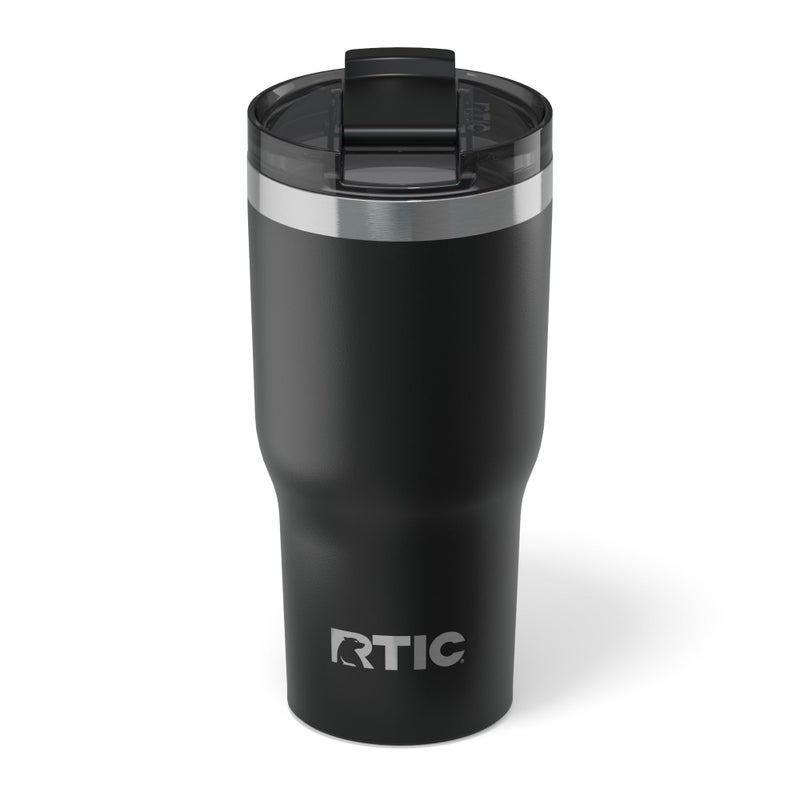 RTIC 20oz Essential Tumbler with Lid Ceramic Lined Insulated Stainless Steel Metal Double Wall VacuumInsulation Travel Cup for Iced Coffee Tea Hot and Cold Drink Black