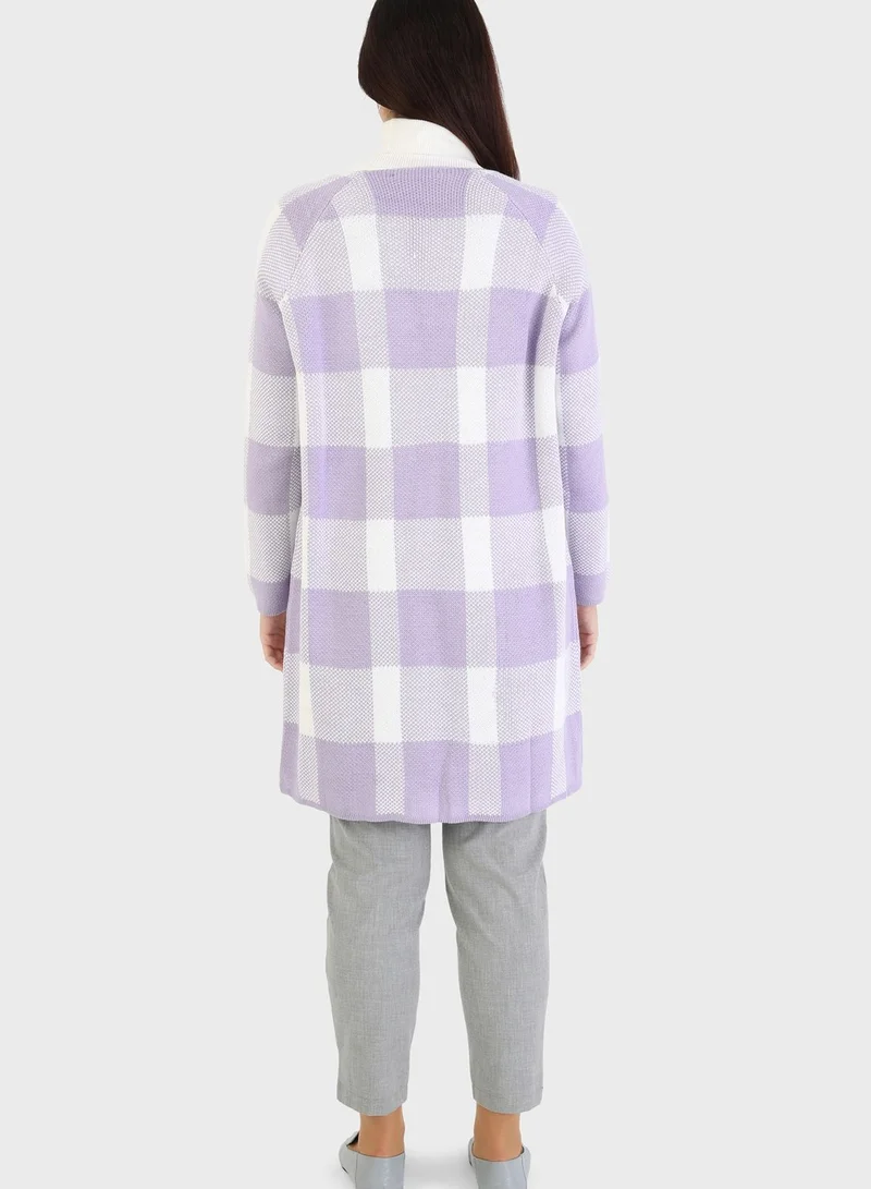 Refka by modanisa Crew Neck Knitted Cardigan