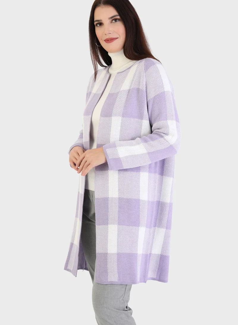 Refka by modanisa Crew Neck Knitted Cardigan