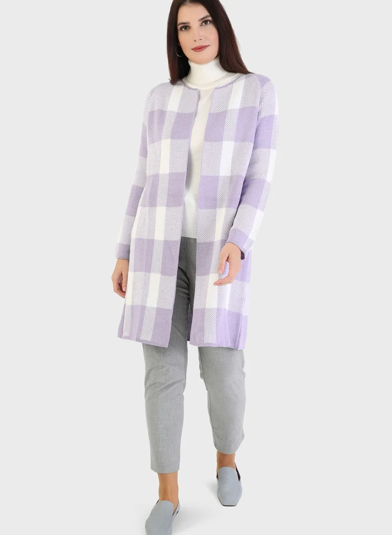Refka by modanisa Crew Neck Knitted Cardigan