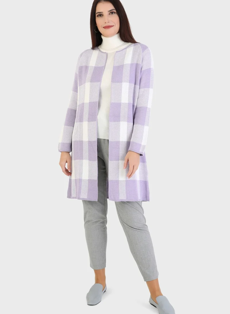Refka by modanisa Crew Neck Knitted Cardigan