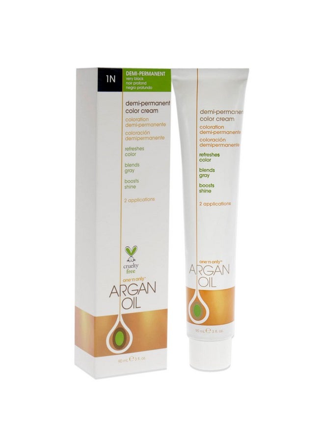 One N Only - Onenonly Argan Oil Demipermanent Hair Color Cream 1N Very Black Hair Color Unisex 3 Oz - Image 1
