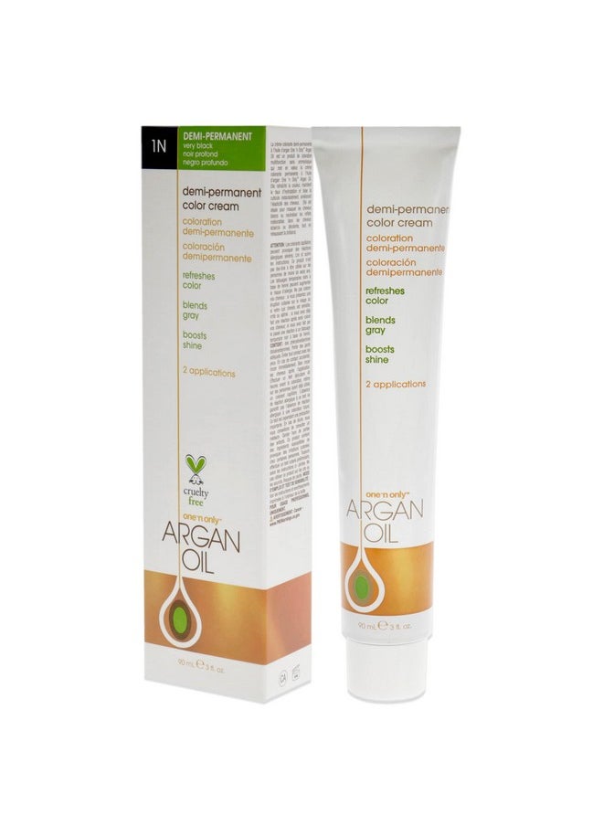 One N Only - Onenonly Argan Oil Demipermanent Hair Color Cream 1N Very Black Hair Color Unisex 3 Oz - Image 1