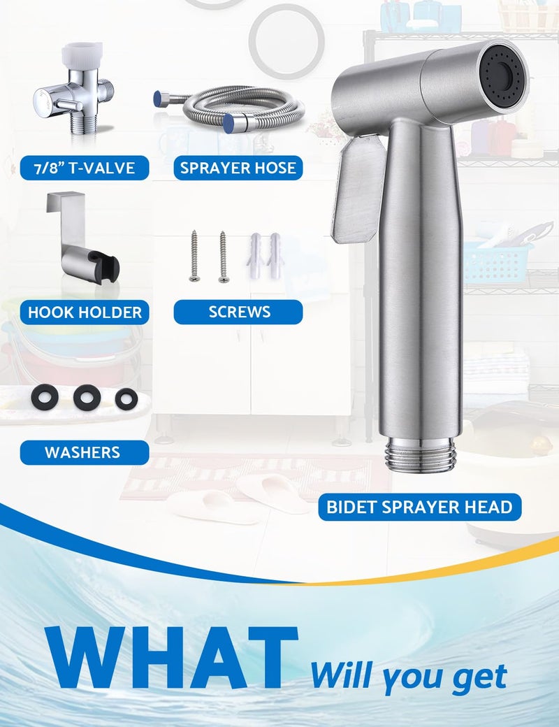 BRITULIF 2 Packs Britulif Bidet Sprayer For Toilet  Hand Sprayer With Adjustable Jet Spray For Toilet Handheld Bidet Cloth Diaper Sprayer Set Muslim Shower Bidet Handheld-Easy To Install - Image 5