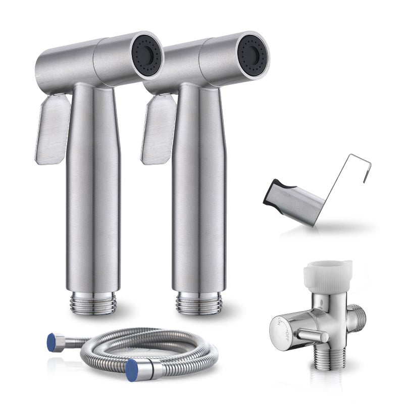 BRITULIF 2 Packs Britulif Bidet Sprayer For Toilet  Hand Sprayer With Adjustable Jet Spray For Toilet Handheld Bidet Cloth Diaper Sprayer Set Muslim Shower Bidet Handheld-Easy To Install - Image 1