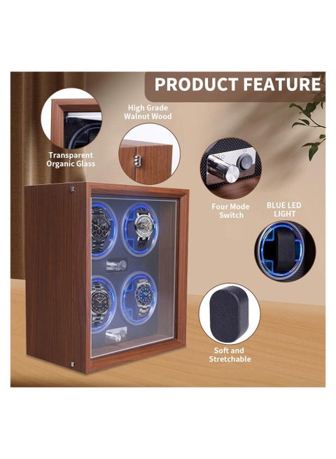 Wood Display Watch Winder Display Box TEEMING Automatic Watch