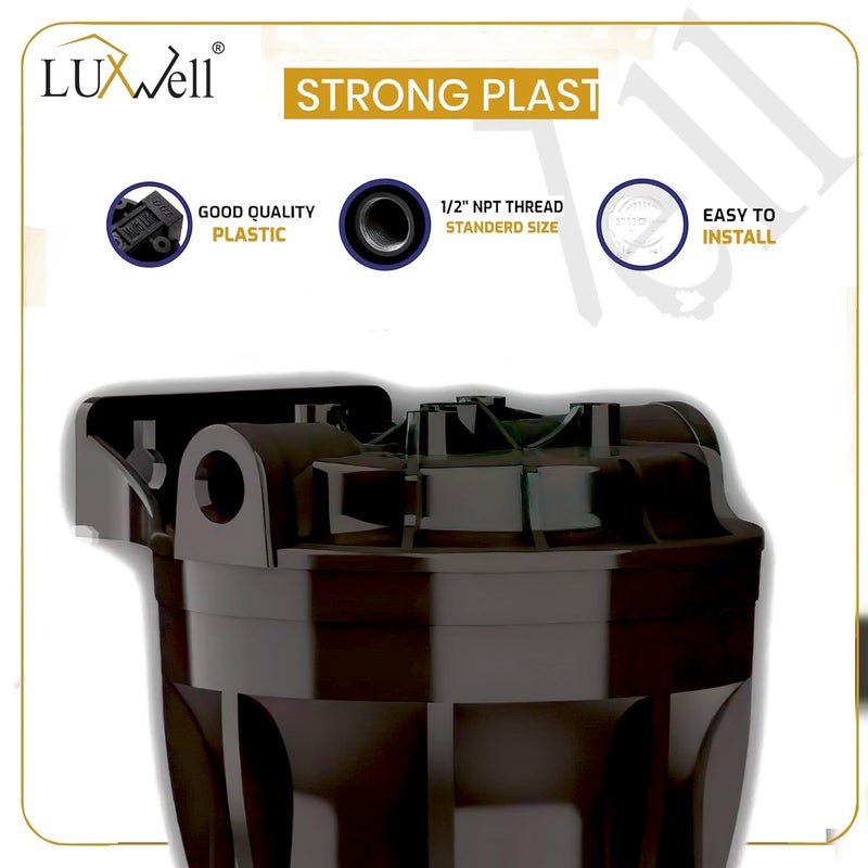 LUXWELL Pre Filter Housing KitBowl Complete Kit for Water Purifier and ROUVUF Leak Free Housing Free 2 Elbow and Spanner Key Teflon Tape Compatible With All Brand RO and Water Purifiers - Image 2