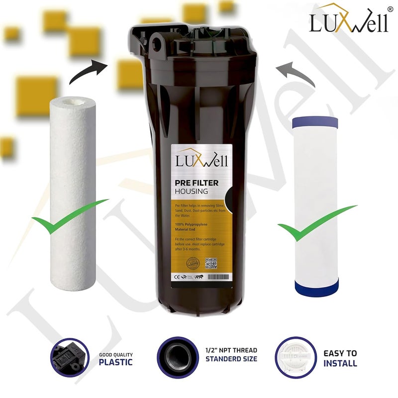 LUXWELL Pre Filter Housing KitBowl Complete Kit for Water Purifier and ROUVUF Leak Free Housing Free 2 Elbow and Spanner Key Teflon Tape Compatible With All Brand RO and Water Purifiers - Image 4