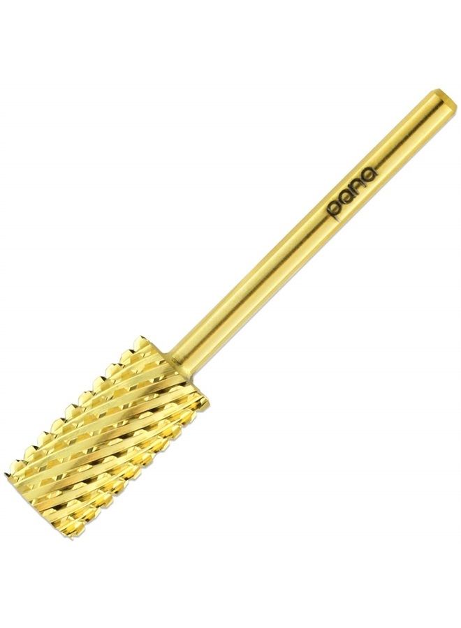 Pana Professional 3/32" Shank Size - Flat Top Large Barrel Gold Carbide Bit 2X Coarse Grit - Nail Drill Bit for Dremel Machine - Image 1