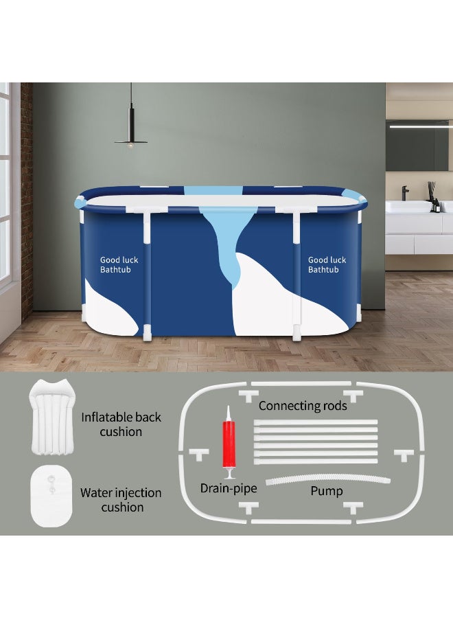 زيريفام حوض استحمام محمول للبالغين، حوض استحمام كبير قابل للطي بطول 140 سم للبالغين، حوض استحمام مستقل للعائلة  حوض سبا قابل للطي، مثالي للاستحمام بالماء الساخن أو البارد - Image 3