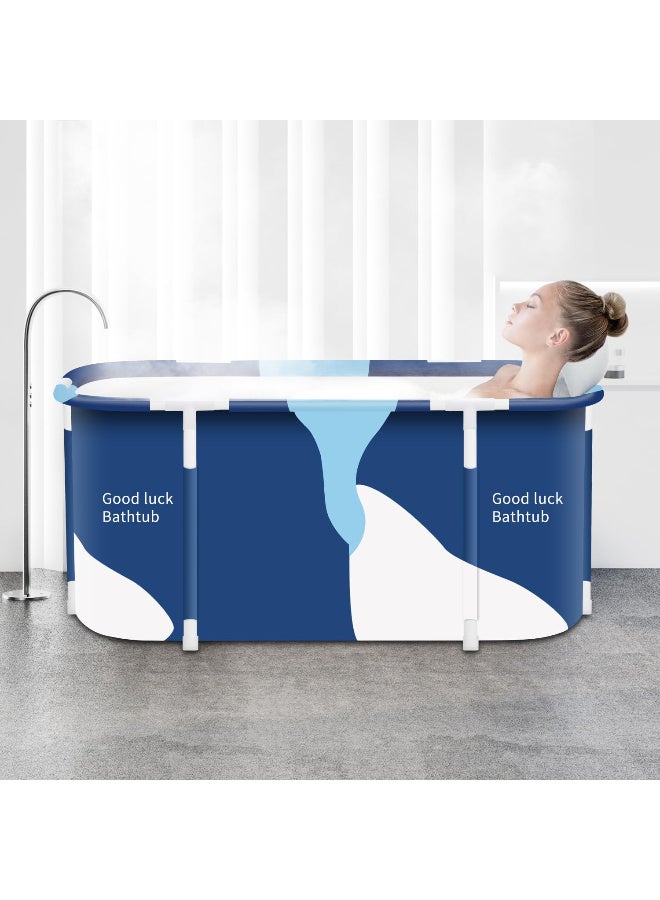 زيريفام حوض استحمام محمول للبالغين، حوض استحمام كبير قابل للطي بطول 140 سم للبالغين، حوض استحمام مستقل للعائلة  حوض سبا قابل للطي، مثالي للاستحمام بالماء الساخن أو البارد - Image 1