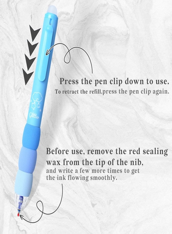 Temiary 18Pcs Aesthetic Retractable Erasable Gel Pens, Make Mistakes Disappear, 8 Pens & 10 Refills, Cartoon Smooth Writing Pen, 0.5 mm Black & Blue Ink Pen, Office School Supplies. (Blue Theme） - Image 4