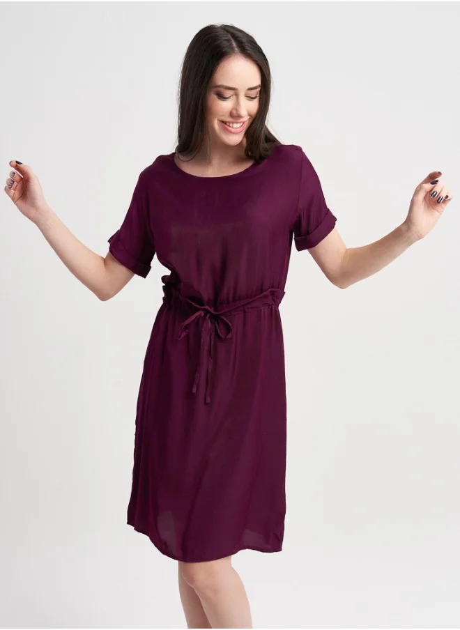 ZABAIONE Drawstring Purple Dress