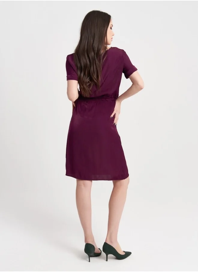 ZABAIONE Drawstring Purple Dress