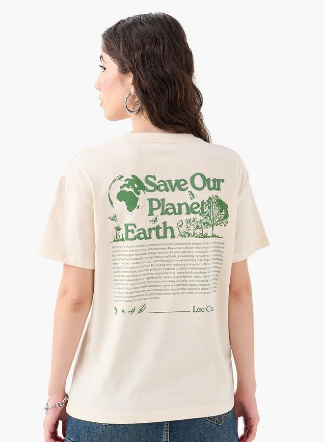 Lee Cooper Lee Cooper Printed Cotton T-shirt with Crew Neck and Raglan Sleeves