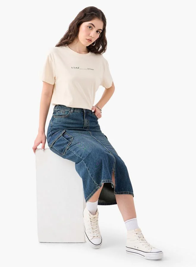 Lee Cooper Lee Cooper Printed Cotton T-shirt with Crew Neck and Raglan Sleeves