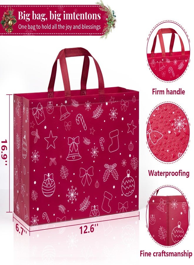 STYPOP 12 Pack Extra Large Christmas Gift Bags, 17" Reusable Non-Woven Holiday Christmas Tote Bags with Handles - Bulk Xmas Gift Wrap & Party Favor Supplies, 16.9" × 12.6" × 6.8" - Image 2