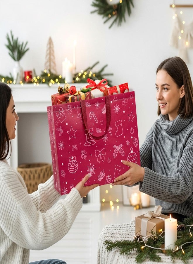 STYPOP 12 Pack Extra Large Christmas Gift Bags, 17" Reusable Non-Woven Holiday Christmas Tote Bags with Handles - Bulk Xmas Gift Wrap & Party Favor Supplies, 16.9" × 12.6" × 6.8" - Image 5