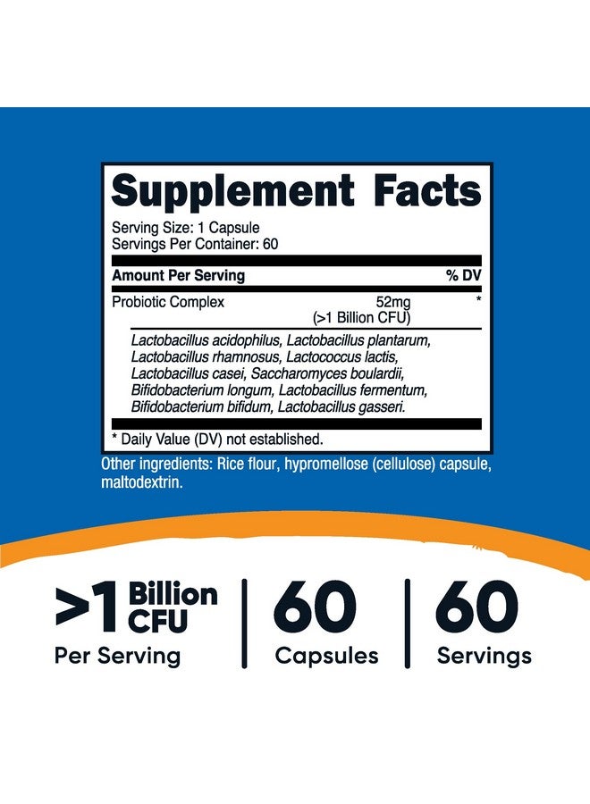 Nutricost Probiotic Complex (>1 Billion CFU) 60 كبسولة - خالية من الجلوتين وغير معدلة وراثيًا - Image 2