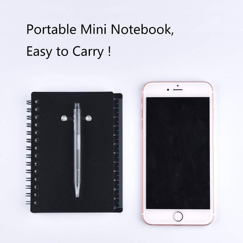 Excefore 4 Pcs Spiral Notebook Steno Pocket Notepad with Pen in Holder and Sticky Notes, Page Marker Index Tabs Flags Making Plans Writing Memos Office School Supplies (Black, Blue, Red, Green) - Image 4