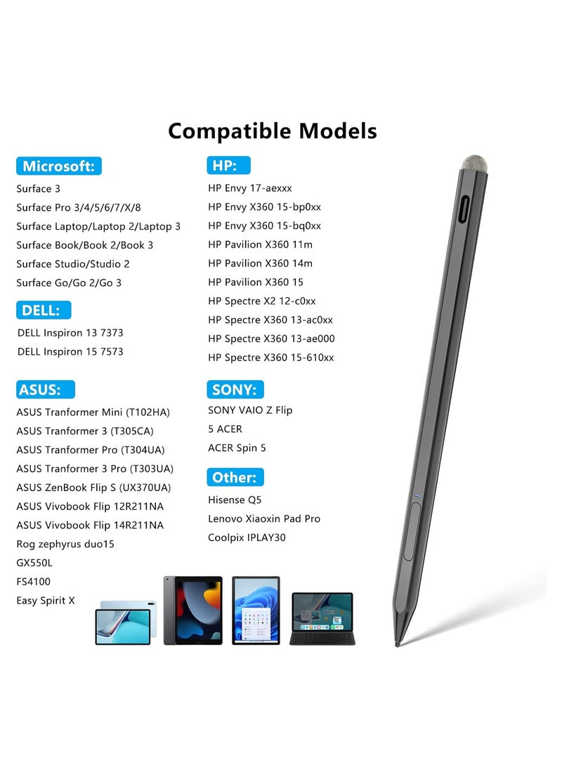 SYOSI - Surface Pen, Microsoft Surface Pen Magnetic, 4096 Pressure Sensitivity, Rechargeable and Palm Rejection, Surface Pro Pen 8/X/7/6/5/4/3, Surface 3/Go/Book/Laptop/Studio, ASUS, HP, DELL - Image 1