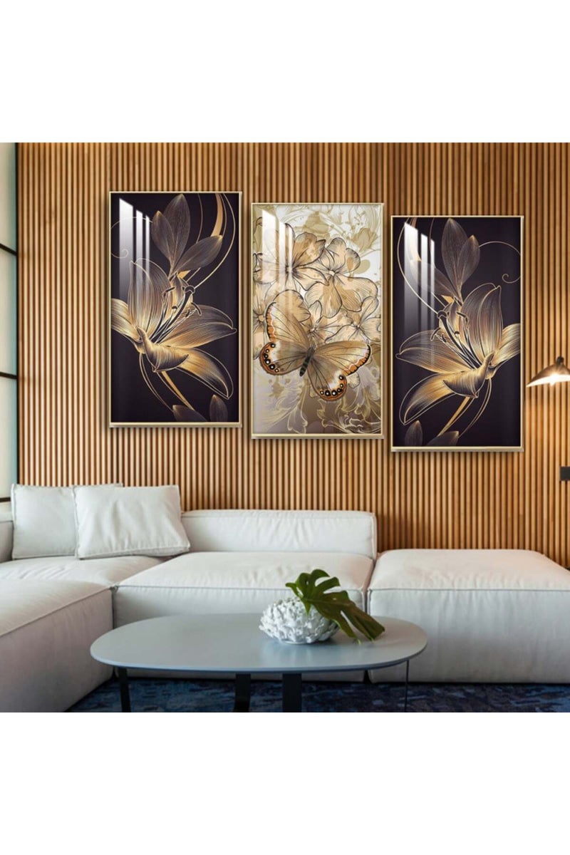 Marktna Three wooden wall painting with a frame and a clear acrylic layer - Image 1